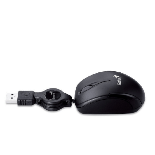 [204823] MOUSE GENIUS MICRO TRAVELER V2 | 1200DPI | 3 BOTONES | USB RETRACTIL | NEGRO