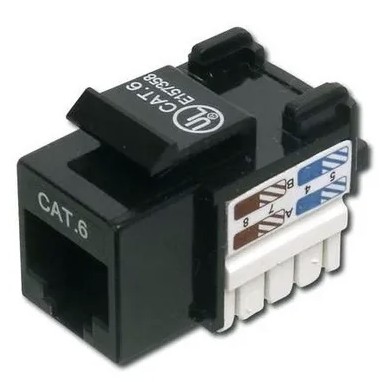 [204943] KEYSTONE INSERTO JACK COUPLER CAT6 RJ45 STC-6KYS NEGRO