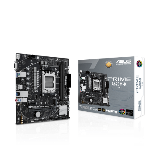 [204998] TARJETA MADRE ASUS A620M-K SOCKET AM5 RYZEN 8000|7000 2XDDR5 6X USB 3.0 4X SATA 6G M.2 PCI-E X16 90MB1F40