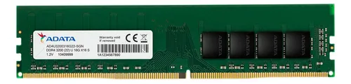 [205022] MEMORIA RAM ADATA 16GB DDR4 3200MHZ UDIMM PARA PC AD4U320016G22