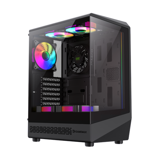 [205065] CASE GAMING GAMEMAX VISTA COC AB | ATX | USB 3.0 USB TIPO C | HD AUDIO | 4 FAN ARGB | VIDRIO TEMPLADO | NEGRO
