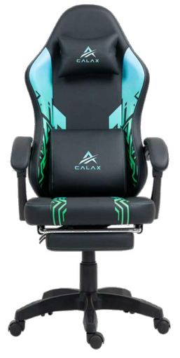 [205100] SILLA GAMING CALAX D1140 ERGONOMICA CON REPOSA CABEZA | REPOSA BRAZOS | POSA PIE | GREEN-BLACK