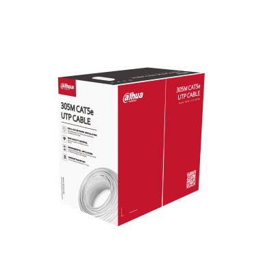 [205117] [DH-PFM920I-5EU-C] CABLE DE RED CAT5E UTP | 305 METROS (1000 FT) | COBRE SÓLIDO DESNUDO 99,97% | CERTIFICADO DE RETARDANTE DE LLAMA | DIÁMETRO DE AISLAMIENTO 0,90 ± 0,05 MM | ESPESOR 0,50 ± 0,01 MM | MATERIAL PVC | MARCA DAHUA