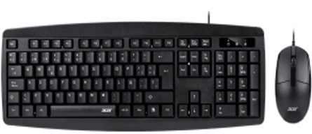 [205289] COMBO TECLADO Y MOUSE ALAMBRICO USB ACER OCC307 BK INGLES 104 TECLAS NEGRO 