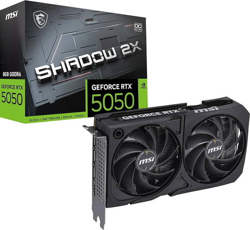 [205326] TARJETA DE VIDEO MSI GEFORCE RTX5050 SHADOW 2X OC | 8G | GDDR6 | 128 BIT | 2617MHz | 550W | HDMI | 3 DISPLAY PORT 